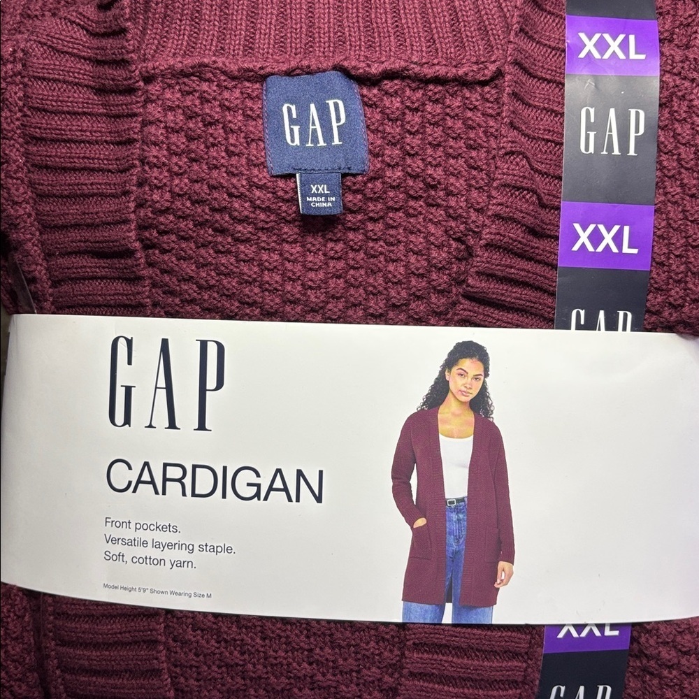 Gap Women's Long Sleeve 100% Cotton Open Cardigan Seed Knit with Pockets 😍 - Picture 7 of 9